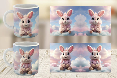 Mug Wrap 3D Cute Bunny Pastel Sublimation artnoy 