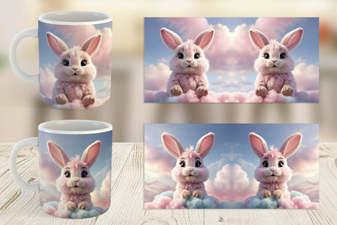 Mug Wrap 3D Cute Bunny Pastel Sublimation artnoy 