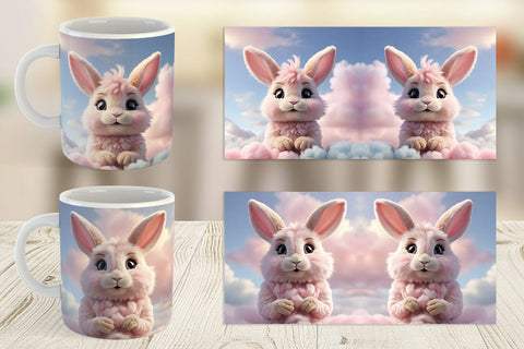 Mug Wrap 3D Cute Bunny Pastel Sublimation artnoy 