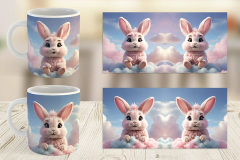 Mug Wrap 3D Cute Bunny Pastel Sublimation artnoy 