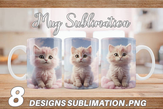 Mug Wrap 3D Cute Cat Pastel Sublimation artnoy 