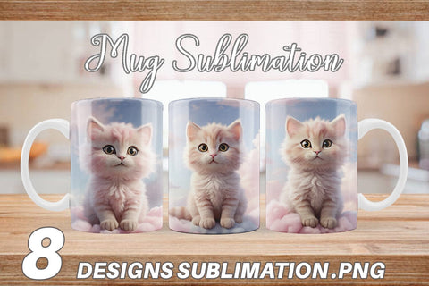 Mug Wrap 3D Cute Cat Pastel Sublimation artnoy 