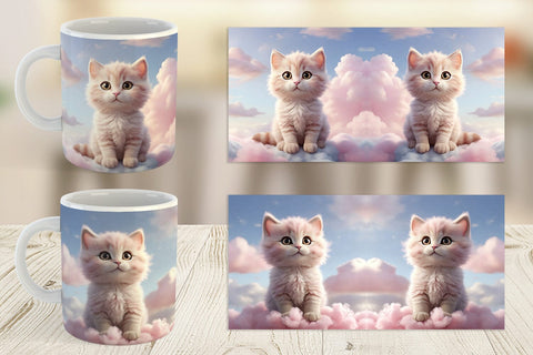 Mug Wrap 3D Cute Cat Pastel Sublimation artnoy 
