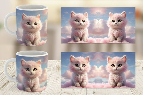 Mug Wrap 3D Cute Cat Pastel Sublimation artnoy 