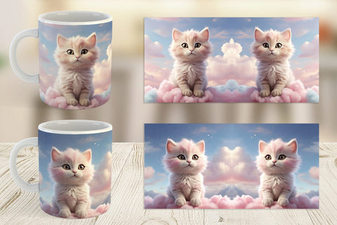 Mug Wrap 3D Cute Cat Pastel Sublimation artnoy 