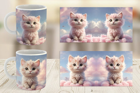 Mug Wrap 3D Cute Cat Pastel Sublimation artnoy 