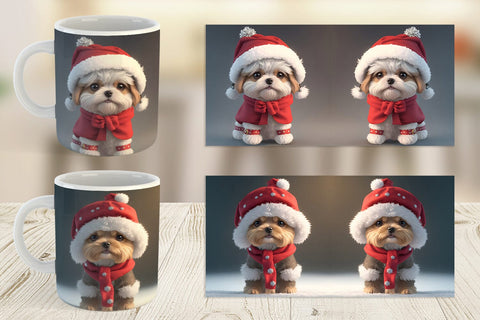 Mug Wrap 3D Cute Dog Christmas Sublimation artnoy 