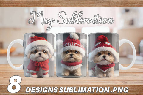 Mug Wrap 3D Cute Dog Christmas Sublimation artnoy 