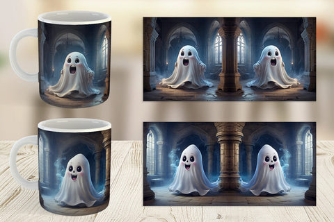 Mug Wrap 3D Cute Ghost Halloween Sublimation artnoy 