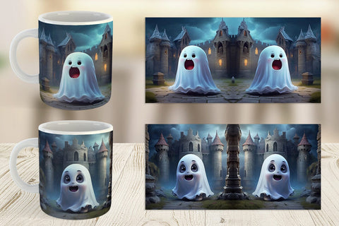 Mug Wrap 3D Cute Ghost Halloween Sublimation artnoy 