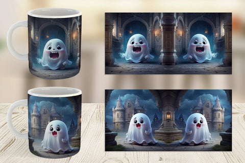 Mug Wrap 3D Cute Ghost Halloween Sublimation artnoy 