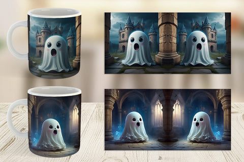 Mug Wrap 3D Cute Ghost Halloween Sublimation artnoy 