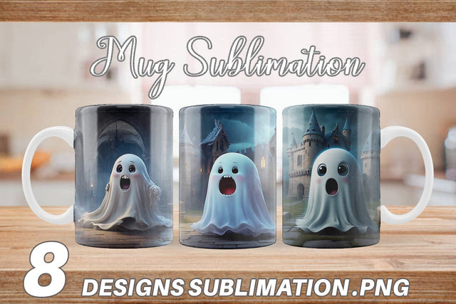 Mug Wrap 3D Cute Ghost Halloween Sublimation artnoy 