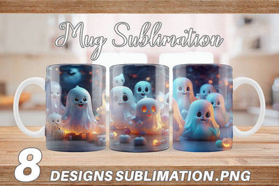 Mug Wrap 3D Cute Ghost Sublimation artnoy 