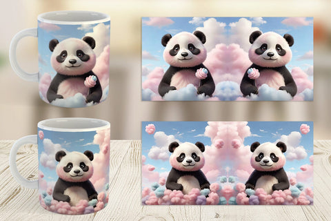 Mug Wrap 3D Cute Panda Pastel Sublimation artnoy 