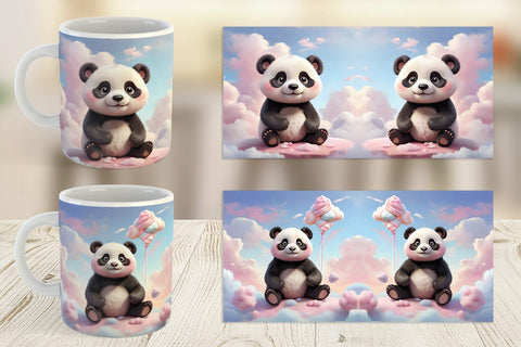 Mug Wrap 3D Cute Panda Pastel Sublimation artnoy 