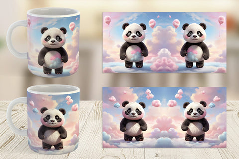 Mug Wrap 3D Cute Panda Pastel Sublimation artnoy 