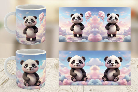Mug Wrap 3D Cute Panda Pastel Sublimation artnoy 