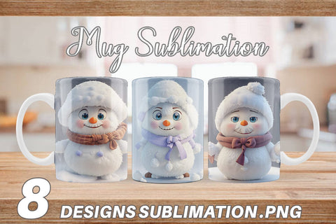 Mug Wrap 3D Cute Snowman Christmas Sublimation artnoy 