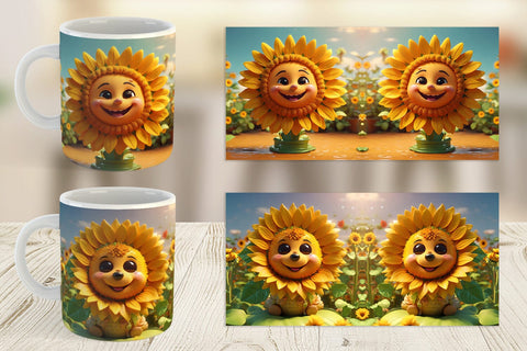 Mug Wrap 3D Cute Sunflowers Sublimation artnoy 
