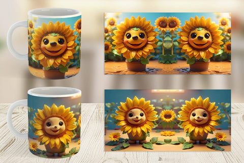 Mug Wrap 3D Cute Sunflowers Sublimation artnoy 
