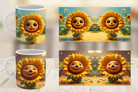 Mug Wrap 3D Cute Sunflowers Sublimation artnoy 