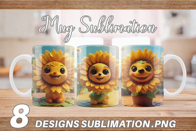Mug Wrap 3D Cute Sunflowers Sublimation artnoy 
