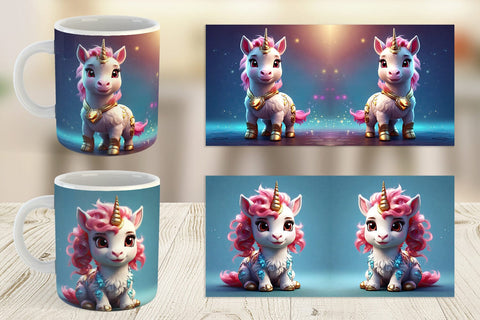 Mug Wrap 3D Cute Unicorn Sublimation artnoy 