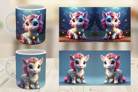 Mug Wrap 3D Cute Unicorn Sublimation artnoy 