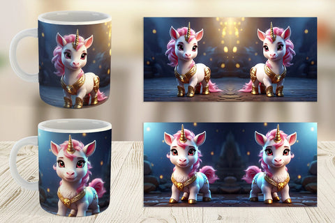 Mug Wrap 3D Cute Unicorn Sublimation artnoy 
