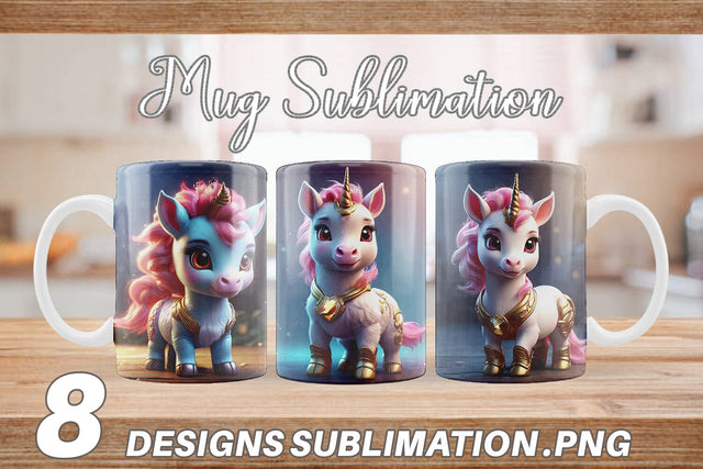 Mug Wrap 3D Cute Unicorn Sublimation artnoy 