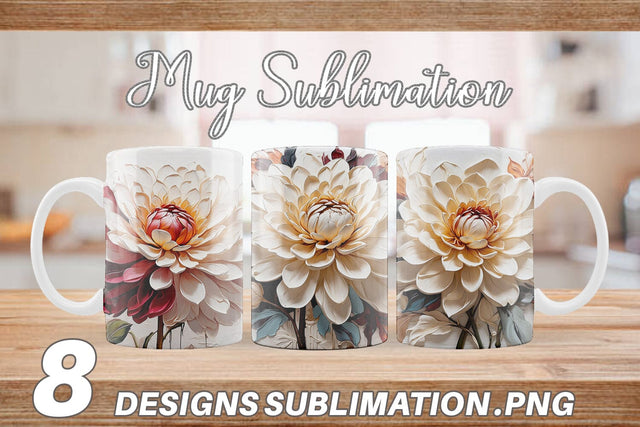 Mug Wrap 3D Dahlia Flower Sublimation artnoy 