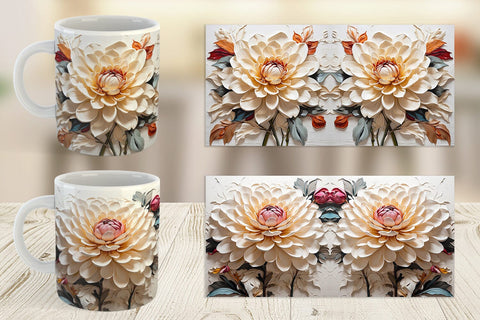 Mug Wrap 3D Dahlia Flower Sublimation artnoy 
