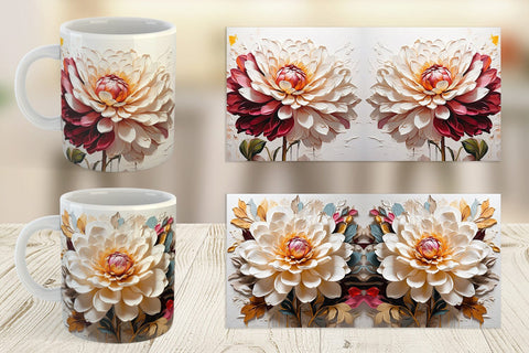 Mug Wrap 3D Dahlia Flower Sublimation artnoy 
