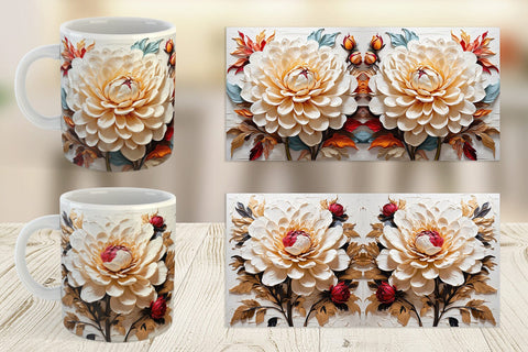 Mug Wrap 3D Dahlia Flower Sublimation artnoy 