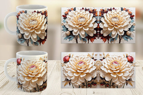 Mug Wrap 3D Dahlia Flower Sublimation artnoy 