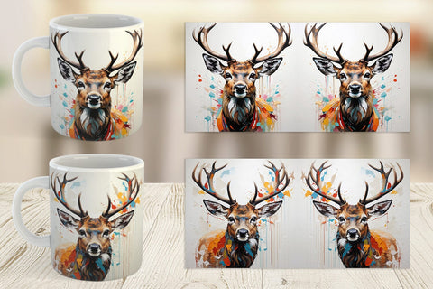 Mug Wrap 3D Deer Painting Sublimation artnoy 