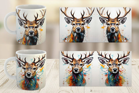 Mug Wrap 3D Deer Painting Sublimation artnoy 
