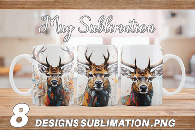 Mug Wrap 3D Deer Painting Sublimation artnoy 