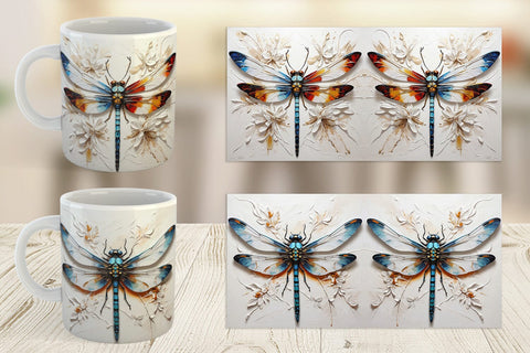 Mug Wrap 3D Dragonfly Painting Sublimation artnoy 