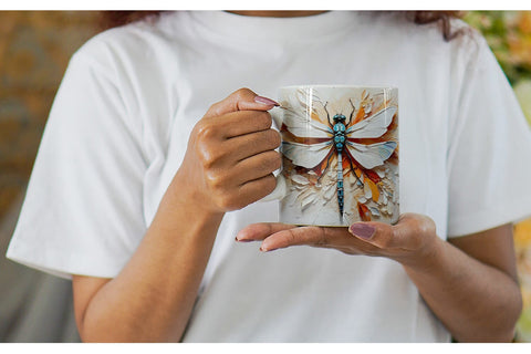 Mug Wrap 3D Dragonfly Painting Sublimation artnoy 