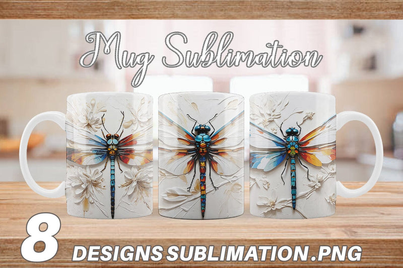 Mug Wrap 3D Dragonfly Painting Sublimation artnoy 