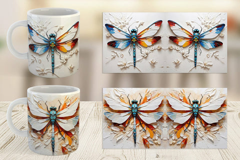 Mug Wrap 3D Dragonfly Painting Sublimation artnoy 