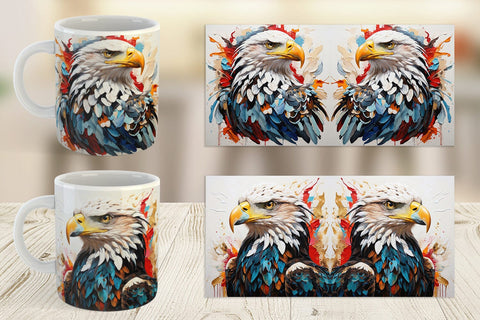 Mug Wrap 3D Eagle Painting Sublimation artnoy 