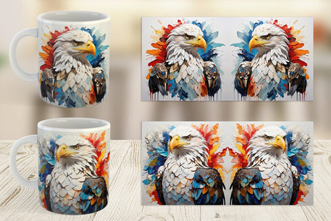 Mug Wrap 3D Eagle Painting Sublimation artnoy 