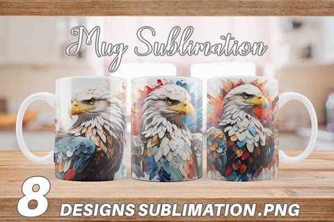 Mug Wrap 3D Eagle Painting Sublimation artnoy 