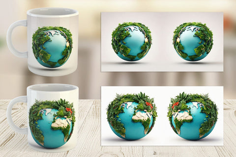 Mug Wrap 3D Earth Surrounded Plants Sublimation artnoy 