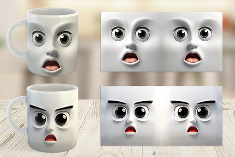 Mug Wrap 3D Face Expressions Sublimation artnoy 