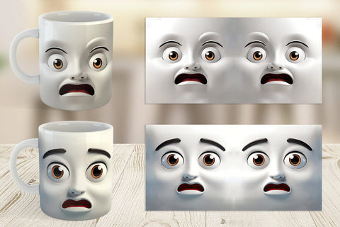 Mug Wrap 3D Face Expressions Sublimation artnoy 