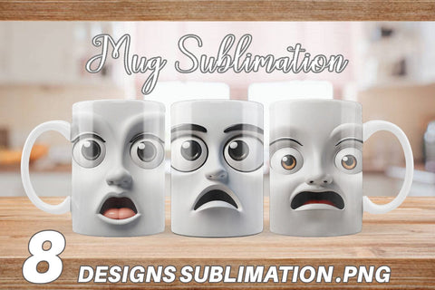 Mug Wrap 3D Face Expressions Sublimation artnoy 